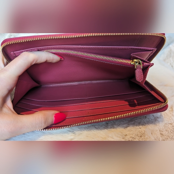 Pink Prada Saffiano Zip Wallet - Picture 5 of 8
